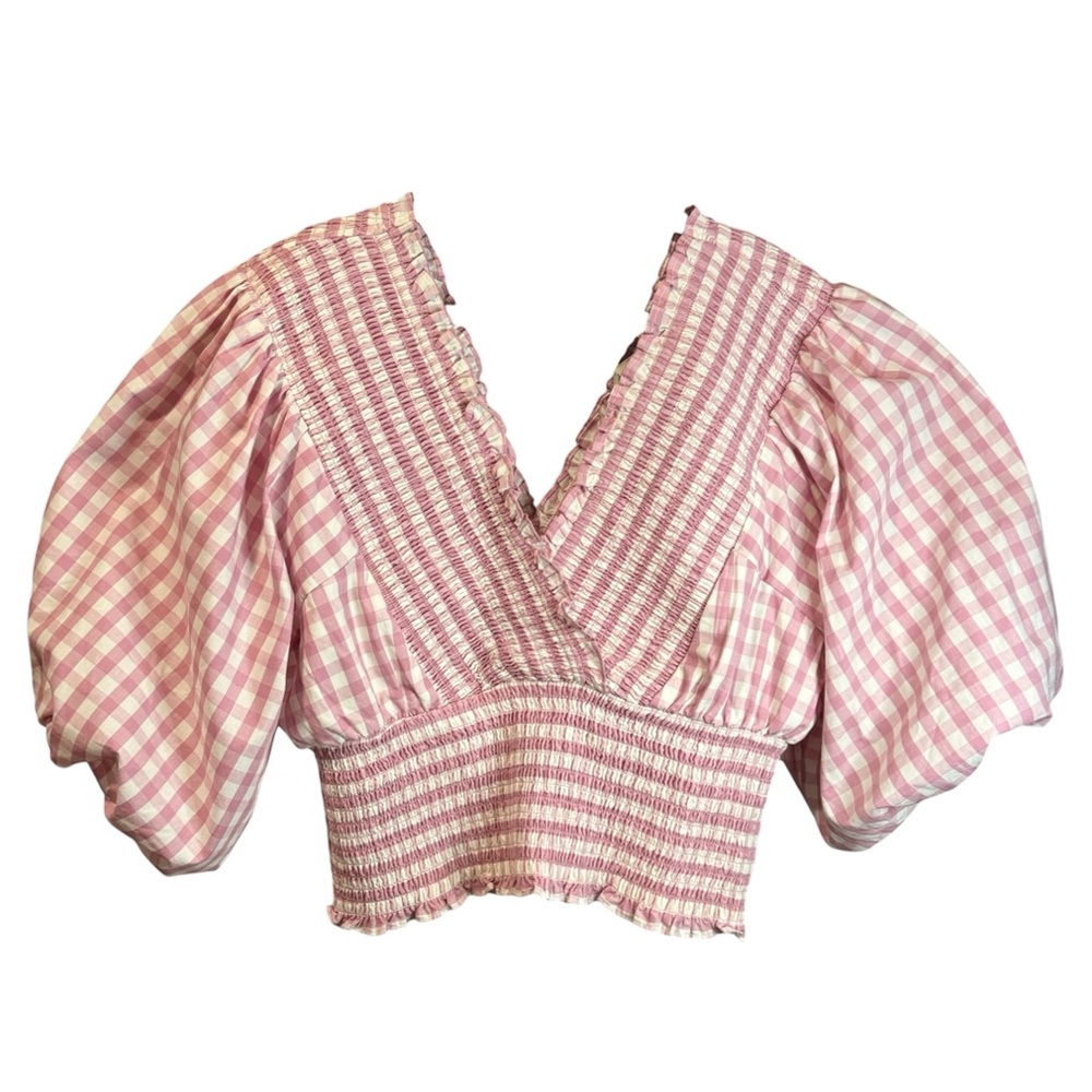 A&F PINK GINGHAM CROP TOP
M